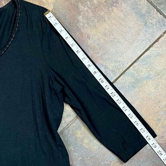 Dana Buchman Signature Black 3/4 Sleeve Tee Rope Chain Collar Large - Picture 4 of 9
